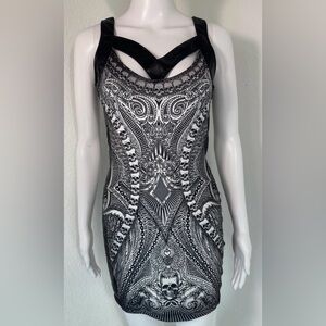 Affliction Black and White skull Patterned Dress